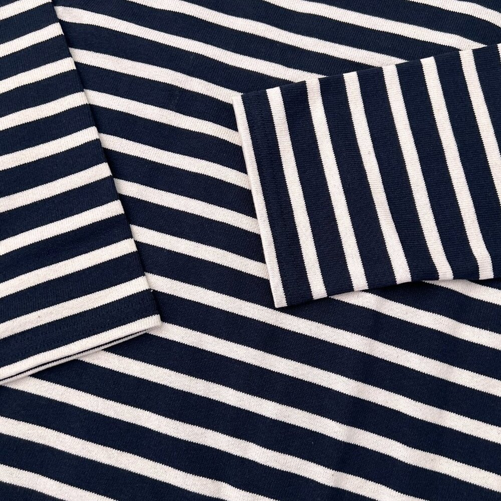 Saint James Navy and White Striped Long Sleeve Tee - Picture 3 of 4